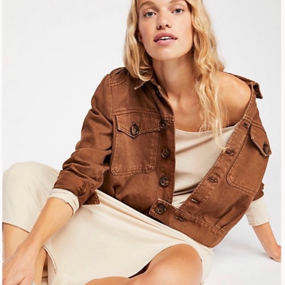 Free People Cropped Denim Jacket